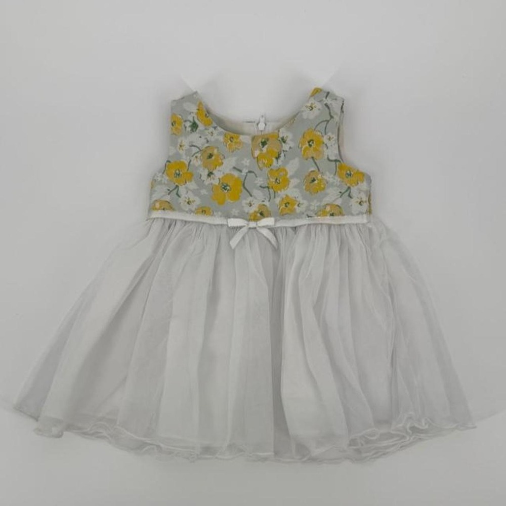 Bonnie Baby Yellow Floral White Tulle Skirt Dress R17611-CL 12M